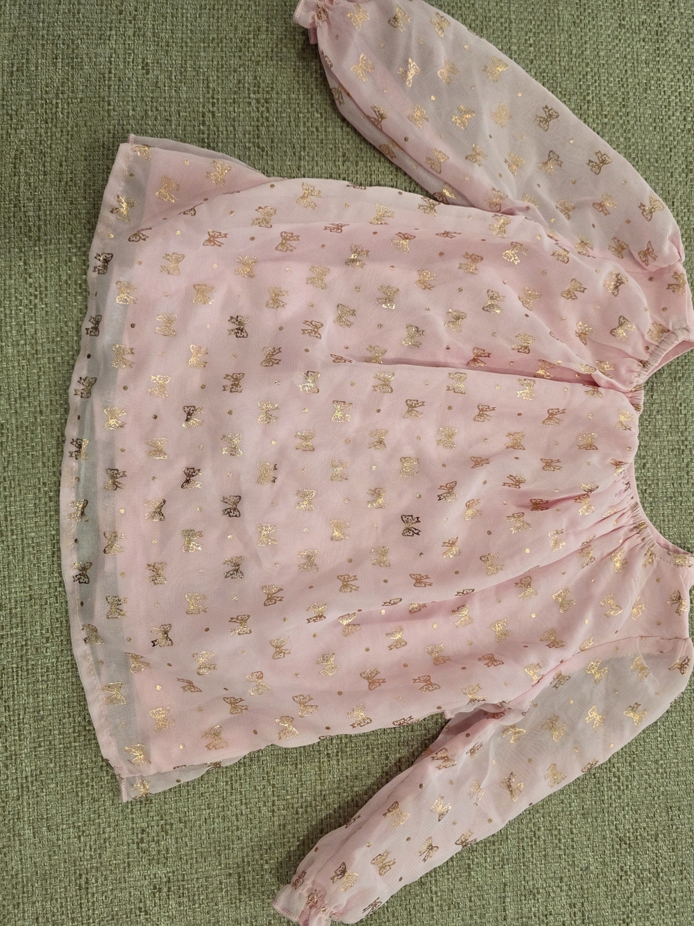 Girls Pink Ruffle Butterfly Blouse - Picture 3 of 3